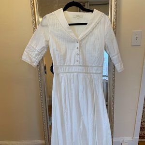Fiona Cotton White Midi Dress